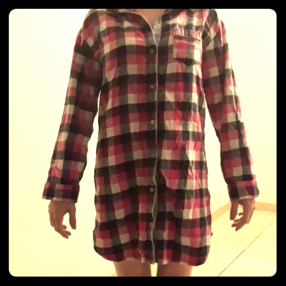 Plaid sleep night gown